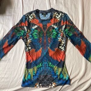 AFRM kaylee Printed Fall Feather mesh top